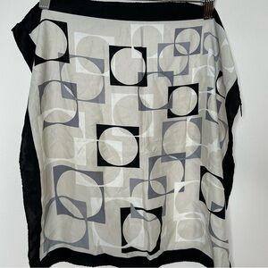 The Tie  Rack Silk Scarf Small Square Neckerchief Black and White Print